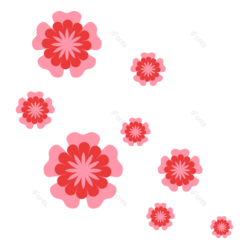 漂浮元素图片,春天元素,红色花朵PNG,免抠素材